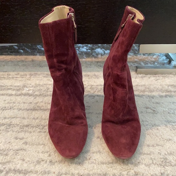 Brian Atwood Maroon Suede Booties Size 6 - Picture 2 of 6